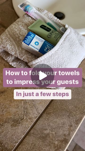 Jill Bauer |Home Decor|Recipes|Tips| on Instagram: "This simple towel-folding technique is great for when you have company in town! The little pocket is perfect for toothbrushes, toothpaste and more. Sure to give your bathroom that inviting feel! . . . . #justjillbauer #instagramtips #towelfolding #guestroom #guestbathroom #instatips #homehacks #householdhacks #tipsandtricks #hometips #diy #homesweethome #lifehacks" How To Fold Towels On A Towel Bar, How To Fold A Hand Towel With A Pocket, How To Store Toothbrushes Bathroom, Best Place To Store Toothbrush, How To Keep Towels Soft And Fluffy, Instagram Tips, Household Hacks, Be Perfect, Brushing Teeth