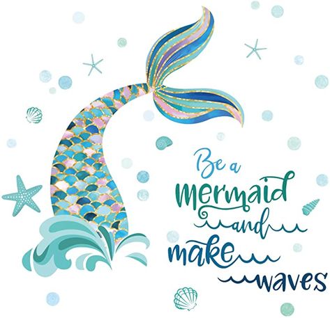 Amazon.com: decalmile Mermaid Tail Wall Decals Quotes Be a Mermaid and Make Waves Wall Stickers Baby Nursery Girls Bedroom Bathroom Wall Decor: Kitchen & Dining Mermaid Wall Decals, Mermaid Bedroom, Beachfront Decor, Mermaid Wall Decor, Mermaid Wall Art, Mermaid Sticker, Decorative Wall Plaques, Make Waves