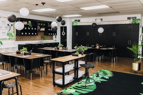 After hearing Shelly’s story, we knew this classroom would be a fresh start for her. The Simply Boho collection fit her personality so… | Instagram Classroom Plant Wall, Monstera Leaf Classroom Decor, Green Classroom Aesthetic, Black White And Green Classroom, Hanging Plants In Classroom, Dark Boho Classroom, Adult Classroom Design, Greenery Themed Classroom, Masculine Classroom Decor