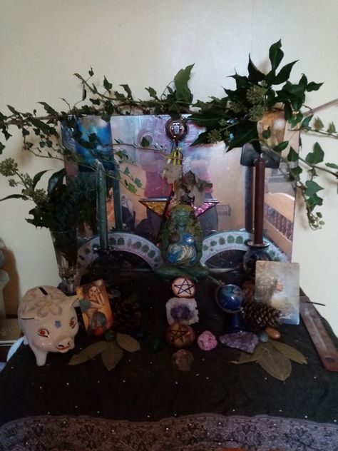 Gaia Altar, Greek Goddess Gaia, Spirit Journal, Altar Cabinet, Goddess Altar, Gaia Goddess, Spiritual Journals, Witchy Stuff, Witchy Things