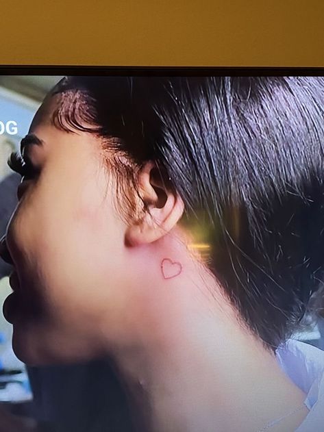 111 Behind Ear Tattoo, K Heart Tattoo, Heart Behind Ear Tattoo, Heart Behind Ear, Heart Tattoo Behind Ear, Rare Tattoo, K Heart, Rare Tattoos, Tattoo Behind Ear