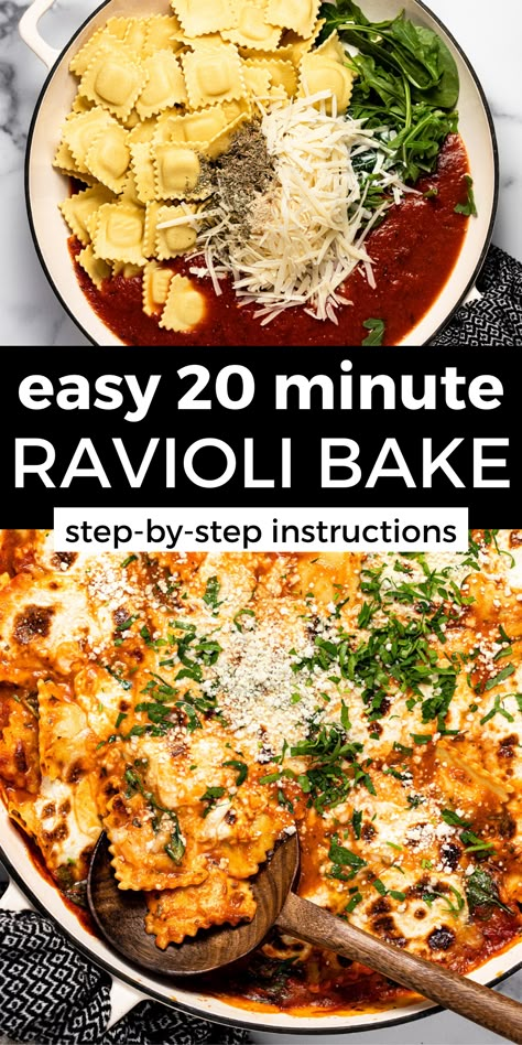 How To Use Frozen Ravioli, Baked Ravioli With Spinach, Frozen Baked Ravioli, Ww Ravioli Recipes, Spinach Ravioli Casserole, Dinners With Ravioli, Frozen Spinach Ravioli Recipe, Frozen Spinach And Cheese Ravioli Recipes, Ravioli Casserole Recipes Easy Dinners