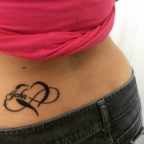 Infinity love tattoo Husband Name Tattoos For Women, Husband Name Tattoos, Infinity Love Tattoo, Husband Tattoo, Tattoos For Women Small Meaningful, Tattoo Meaningful, Tattoos With Kids Names, Heart Tattoos, Infinity Tattoos