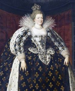 1610 - Queen Marie de Medici of France by Frans Pourbus II (image source: Wikimedia Commons) Marie De Medici, Medici Family, 17th Century Fashion, French History, Royal Brides, Grand Duke, Daughters Of The King, European History, Portrait Gallery