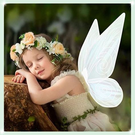 Affiliate link here: https://amzn.to/40lcju0 Cute butterfly fairy wings cosplay set that includes white butterfly wings, a princess crown tiara, and a wand, You will have everything you need in one set to complete your fairy costume for girls. It will stand out and make you dazzling and charming.😊🥰 #gigthemagicalchicfairy #giftideas #fairyprincess #fairycostume Fairy Costume For Girl, Girls Halloween Party, Wings Cosplay, Elf Princess, Butterfly Fairy Wings, Wings Dress, Crown Tiara, Fairies Elves, Butterfly Fairy