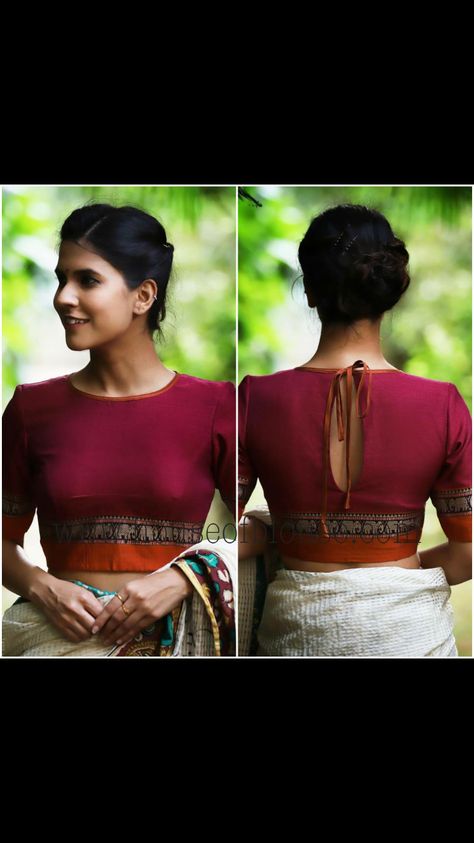 Saree Blouse Boat Neck Designs, Irkal Saree Blouse Pattern, Irkal Saree, Ikat Blouse Designs, House Of Blouse, Blouse Designs High Neck, Cotton Saree Blouse Designs, Cotton Blouse Design, Saree Blouse Neck Designs