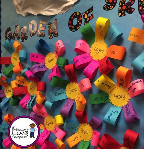 Brighten up your classroom and your student’s self esteem with this colorful bulletin board and lesson. Wildflower Bulletin Board, Garden Theme Classroom, Colorful Bulletin Boards, Spring Bulletin, Class Displays, Preschool Bulletin, Preschool Bulletin Boards, Classroom Tips, Ela Classroom