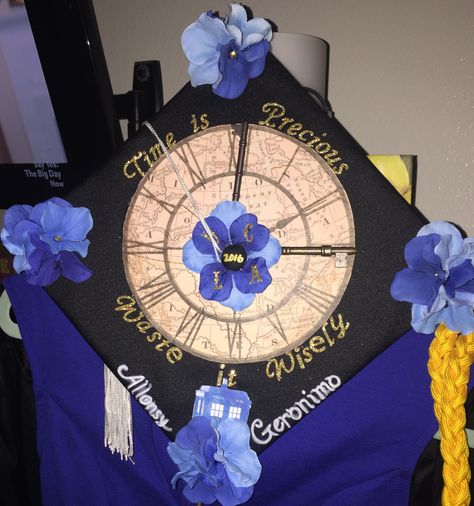 Finally decorated my grad cap:) doctor who inspired. UCLA class of 2016 Dr Who Graduation Cap, Doctor Who Graduation Cap, Graduation Hat Ideas, Ucla Graduation, Doctor Who Amy Pond, Graduation Cap Decoration Ideas, Cap Inspiration, Cap Decoration Ideas, Grad Hats