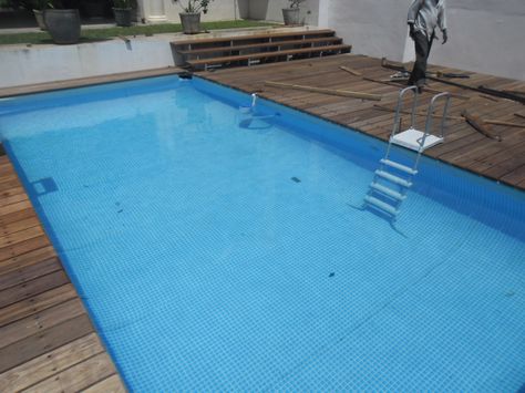 Pooldeck on INTEX Ultraframe Swimming Pool 24'x12'x52" Pool Budget, Farm Pool, Oval Pool, Piscina Intex, Balinese Decor, Container Pool, Swimming Pool Decks, Pool Heaters, Intex Pool