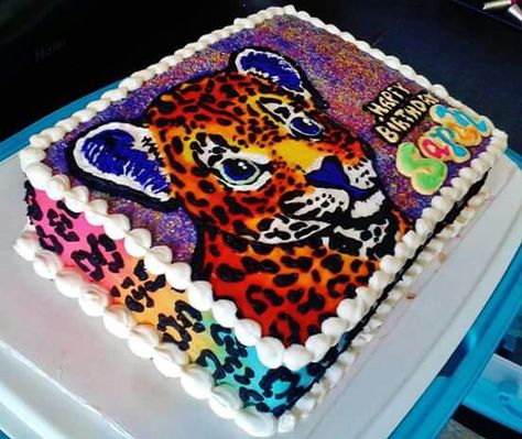 Lisa frank cake Lisa Frank Birthday Party Cake, Lisa Frank Cake Ideas, Lisa Frank Birthday Cake, Lisa Frank Party Ideas, Lisa Frank Cake, Lisa Frank Cheetah, Lisa Frank Birthday, Cheetah Birthday Cakes, Cheetah Birthday Party