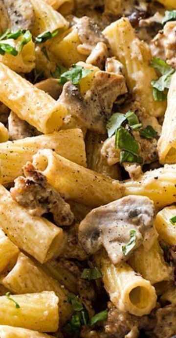 Chorizo And Mushroom Pasta, Recipes With Crimini Mushrooms, Sausage Mushroom Pasta Recipes, Pasta With Mushrooms And Prosciutto, Creamy Mushroom Sausage Pasta, Ground Sausage And Mushroom Recipes, Italian Sausage Mushroom Recipes, Italian Sausage And Mushroom Recipes, Sausage Fettucini