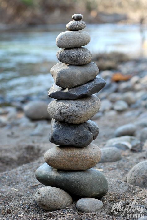 Rock balancing stone stacking art is where rocks are balanced one on top of the other in various positions to produce beautiful stone sculptures. Invite children to balance and stack rocks of different shapes and sizes to create beautiful land art--a simple STEAM learning challenge for kids. Includes tips and ideas to make this learning activity more fun! Balance Rocks, Rock Balance, Learning Challenge, Rock Balancing, Steam Kids, Stone Balancing, Balancing Stones, Outdoor Learning Activities, Stone Stacking