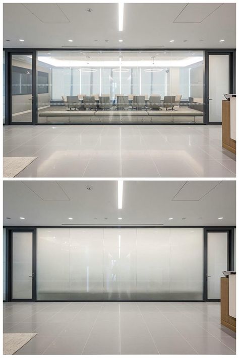 Glass Conference Room Design, Glass Room Office, Conference Room Glass Wall, Office Glass Wall Design, Smart Glass Window, Glass Conference Room, Frosted Glass Wall, Glass Wall Office, Glass Office Partitions