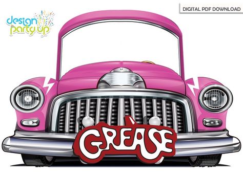 Grease Themed Parties Target, Trunk Or Treat Grease Theme, Grease Trunk Or Treat, Grease Backdrop, Grease Trunk Or Treat Theme, Grease Movie Party Ideas, Grease Lightning Car, Grease Decorations, Grease Car