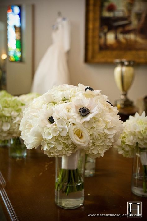 Anemone Bridal Bouquet, French Bouquet, Fluffy Flowers, Hydrangea Bouquet Wedding, Anemone Bouquet, Holy Matrimony, Bride's Bouquet, White Birds, White Anemone