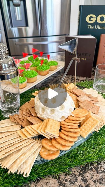 Samantha Bauchmann on Instagram: "fore the best dad is the hole wide world, by par ⛳️ golf collection x @potterybarn, comment “golf” for cheese ball recipe + links to everything I used here! #fathersday #partyideas #golfparty #partee" Golf Charcuterie Board Ideas, Golf Charcuterie Board, Golf Themed Baby Shower Ideas, Golf Themed Food, Samantha Bauchmann, Golf Gender Reveal, Golf Party Foods, Golf Theme Party, Cake Pop Displays