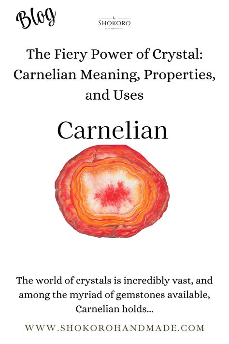 Unlock the powerful energy of Carnelian! This captivating gemstone goes beyond its aesthetic appeal... Explore the rich history and contemporary applications of Carnelian on our latest Shokoro blog post. From enhancing creativity to sparking intense passion, this crystal is truly transformative! Are you ready to tap into its energy? Click the link in our bio to delve into the fascinating world of Carnelian. #CrystalPower #ShokoroBlog Carnelian Crystal Meaning, Carnelian Meaning, Boosting Creativity, Crystal Carnelian, Energy Symbols, Crystal Power, Symbols And Meanings, Carnelian Crystal, Boost Creativity