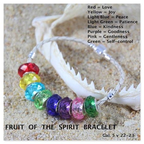 Fruit Of The Spirit Bracelet Craft, Fruits Of The Spirit Bracelet, Fruit Of The Spirit Craft For Kids, Church Camp Crafts, Fruit Of The Spirit Bracelet, Fruit Of The Spirit Crafts, Children's Church Crafts, Bible Story Crafts, The Fruit Of The Spirit