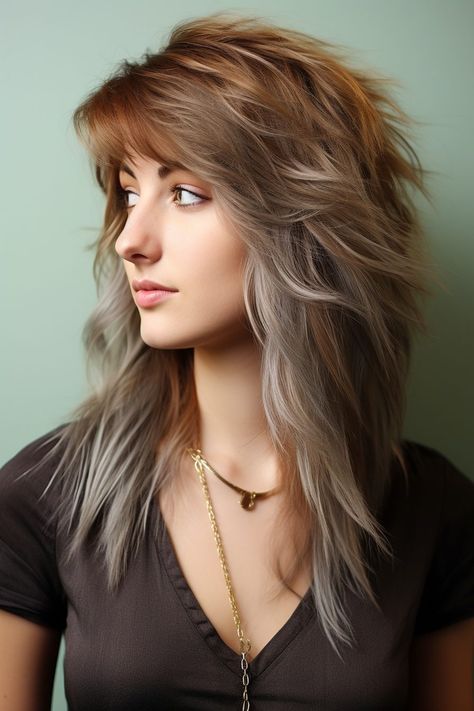 49 Wolf Cut hair Ideas For Women To Try In 2023 Longer Layers, Haircut Ideas Trendy, Hair Ideas For Women, Shaggy Layers, Rocker Hair, Cute Wolf, Wolf Cut Hair, Long Shag Haircut, Wolf Haircut