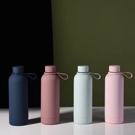 sports bottle Stainless Steel Matte Water Bottle with portable handle Classy Water Bottle, 1 Liter Water Bottle, Bottle Aesthetic, Sport Drink, Trendy Water Bottles, Small Mouth, Steel Thermos, Classy Makeup, Thermal Flask