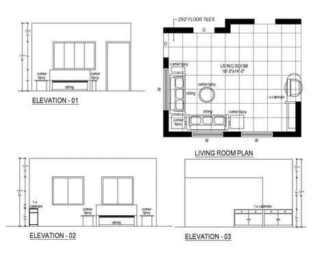 Living room plan elevation detail of a house dwg file Living Room Plan And Elevation, Living Room Elevation Drawing Interior Design, Living Room Plan With Dimensions, Elevation Drawing Interior, Plan Section Elevation Drawings, Living Room Elevation Drawing, Bedroom Elevation Drawing, Plan And Section Drawing, Section Living Room