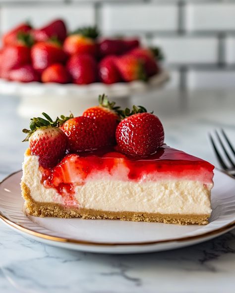 Easy Strawberry Cheesecake Strawberry Cheesecake Aesthetic, Easy Strawberry Cheesecake, Strawberry Cheesecake Recipe, A Good Wife, Cheesecake Toppings, Thanksgiving 2024, Strawberry Topping, Kinds Of Desserts, Strawberry Sauce