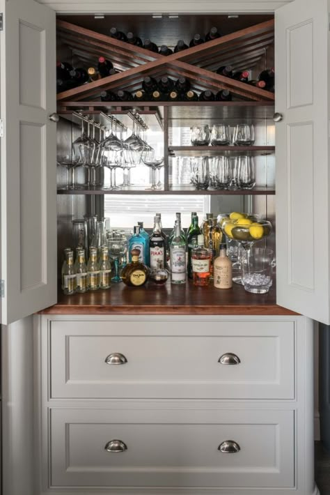 Bespoke Drinks Cabinet - Wine Storage | Charlie Kingham, Surrey Bar Closet, Armoire Bar, Armoire Makeover, Koti Diy, Home Bar Cabinet, Bar Sala, Diy Home Bar, Home Bar Designs, Living Room Bar