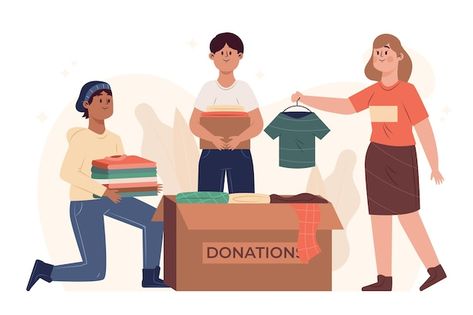 Hand drawn clothing donation concept | Free Vector #Freepik #freevector #box #clothes #charity #clothing Salon Decor Studio, Charity Organizations, Clothing Boxes, Development Activities, Children's Rights, Free Education, The Cloth, Social Activities, Donate To Charity