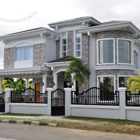 fallas Philippines House Design, Philippine Houses, House Fence Design, Classic House Exterior, Modern House Facades, Modern Exterior House Designs, House Gate Design, Casas Coloniales, Beautiful House Plans