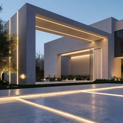 Exterior Entrance Lighting, Kitchen Wallpaper Ideas, Luxury Houses Entrance, Luxury Pools Backyard, Modern Apartment Design, Entrance Gates Design, Modern Entrance, Architecture Model House, Minimal House Design