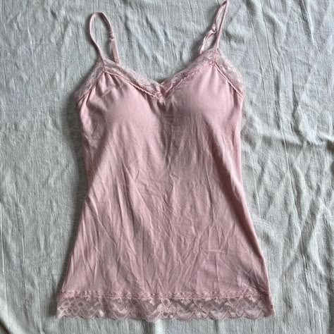 Coquette pink lace cami size medium comes with built... - Depop Pink Camisole Top With Coquette Style, Pink Lace Cami, Coquette Lace Camisole Top, Pink Fitted Y2k Camisole, Pink Y2k Camisole Top, Pink Lace Coquette Camisole, Cute Core, Indie Grunge, Y2k 2000s