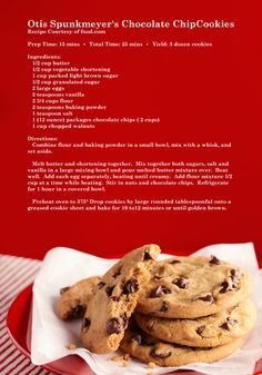 otis spunkmeyer cookie recipe. I'm trying it right now. In less than 15 minutes I will be able to know if these cookies are as good as the Otis ones are. these were awful cookies. dont make them unless you are giving them to people you don"t like. Otis Spunkmeyer Cookies, Secret Chocolate Chip Cookie Recipe, Cookie Ingredients, Chocolate Chip Cookie Recipe, Chip Cookie Recipe, Best Chocolate Chip Cookie, Tea Cakes, Cookies Ingredients, Chocolate Chip Cookie