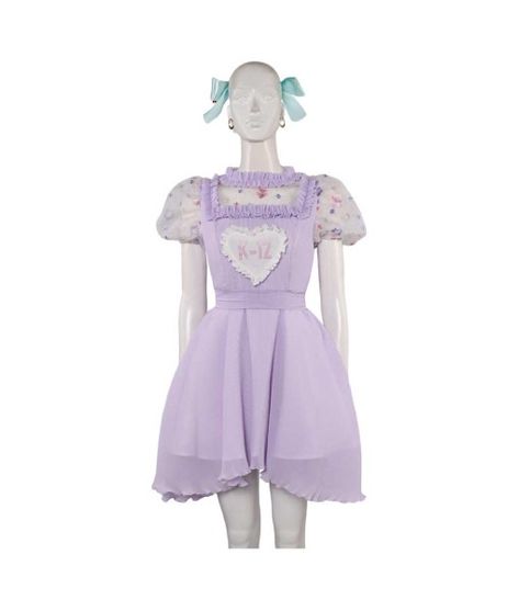 Women Light Purple Doll Cloth with Bow Halloween Costume-Skycostume Melanie Martinez Cosplay K-12, K-12 Dress, K12 Dress, Baby Purple Dress, Melanie Martinez Dress, Daisy Randone, Purple Dress Outfits, Melanie Martinez Outfits, Belt Bow