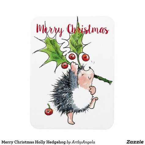 Christmas Hedgehog Drawing, Christmas Massage, Christmas Card Puns, Hedgehog Cards, Christmas Hedgehog, Watercolor Card Ideas, Watercolor Christmas Cards Diy, Hedgehog Christmas, Christmas Ornaments Tree