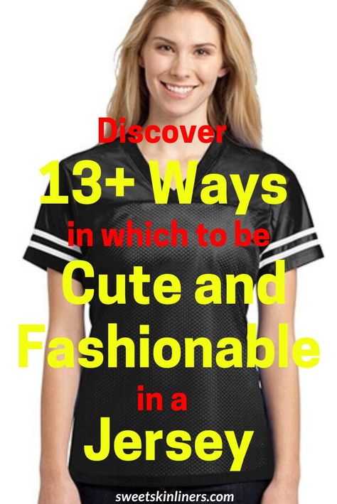 A football jersey is casual and sporty but you can wear it any time as long as you know how to style it. Learn how to wear a football jersey fashionably. How To Dress Up A Jersey, How To Style An Oversized Jersey, How To Style A Soccer Jersey Women, How To Wear An Oversized Jersey, Styling A Football Jersey Women, How To Wear A Football Jersey For Women, How To Style A Football Jersey Women, Womens Football Jersey Outfit, How To Wear A Jersey Outfits