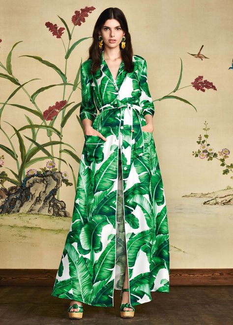 Wedding Pakistani, Banana Leaf Print, Tropical Fashion, Palm Print, Print Dresses, Dolce & Gabbana, Tropical Print, Winter Dresses, Guest Dresses