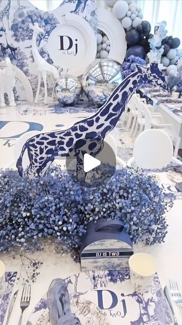 Luxe Ambiance on Instagram: "DJ's Dior-inspired Birthday Party 💙💙💙  Styling and Decor @luxeambiance Venue @thevenue112 Prints, cutouts, floorwrap @thelightsourcecompany Graphics @hybriidbox @agapidesigns Cake @elanparkercake Planner @maggieroseevents Draping @27studios  Ball pit, geo animals, kids chairs, bumper cars @justkidspartyrentals Photographer @fransorm_weddings Favor Boxes.@carolinascreations_  #diorparty #diorbaby #diortheme #diorthemedparty #luxurykidsparty #boybirthdayparty #bluebirthdayparty #2ndbirthdayparty #dmveventstylist #luxuryeventstylist #luxurykidspartyplanner #kidspartystylist #christiandior #diortheme #dior" Dior Party Decoration, Christian Dior Birthday Theme, Dior Theme Decor, Dior Inspired Party, Baby Dior Theme Party, Dior Birthday Theme, Dior Themed Birthday Party, Dior Birthday Party, Dior Baby Shower Theme