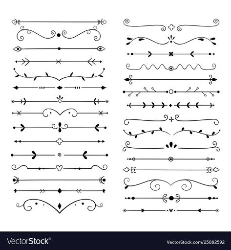 Line Separator Aesthetic, Line Borders Design, Divider Design For Notes, Calligraphy Underline, Page Dividers Design, Text Decoration Ideas, Calligraphy Dividers, Paragraph Separators, Borders To Draw