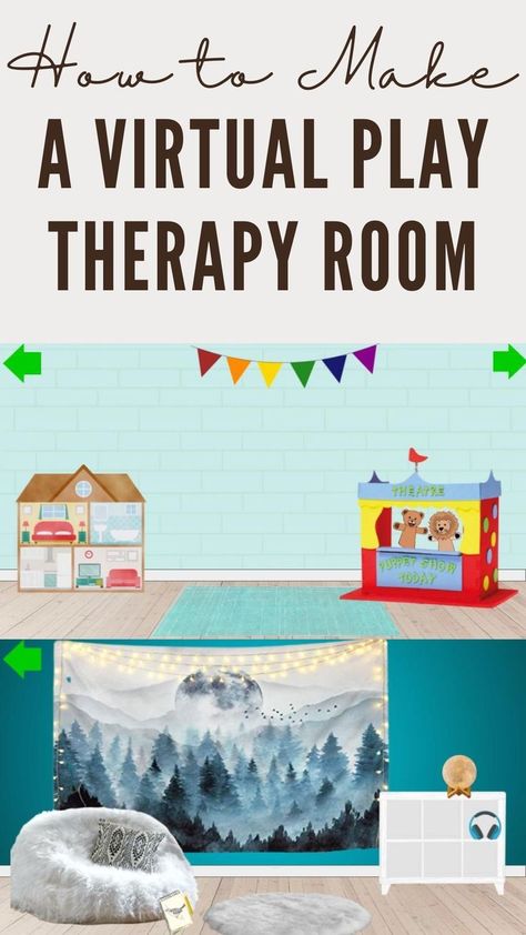 Play Therapy Room Counseling, Virtual Therapy Games, Virtual Play Therapy Activities, Play Therapy Office Set Up, Virtual Art Therapy Activities, Play Therapy Office Private Practice, Child Therapy Room, Play Therapy Benefits, Play Therapy Office