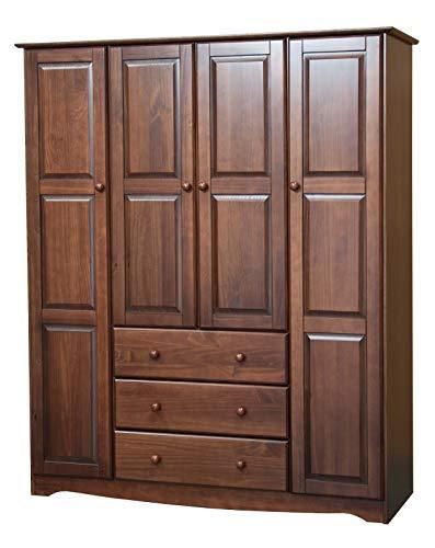 Solid Wood Family Wardrobe/Armoire/Closet  60" W x 72" H x 21" D. 3 Clothing Rods Included Solid Wood Wardrobes, Vintage Armoire, Wood Family, 4 Door Wardrobe, Wood Armoire, Wood Wardrobe, Diy Wardrobe, Raised Panel Doors, Bedroom Armoire