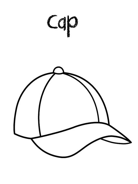 Hat Coloring Pages - Best Coloring Pages For Kids Printable Hats Template, Cap Tattoo Hat, Proper Nouns Activity, Hat Printable, Cap Tattoo, Nouns Activities, Cap Drawing, Cap Craft, Sports Coloring Pages