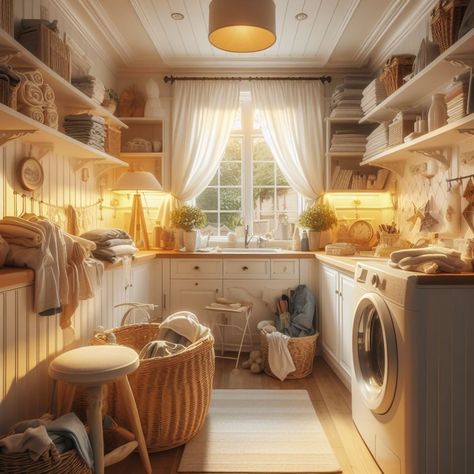 Living a cozy cottage life 😍🌿 Made with AI #homedecoration #homeinspiration #cluttercore #cottage #cottagecore #cottagedecor #cottagevibes #ai #aiinterior #aiart #rusticdecor #summer #summervibes Cottagecore Laundry Room, Cottagecore House Aesthetic, Bloxburg Cottage, Care Taker, Cottagecore House, Nice Rooms, Pixie Hollow, Laundry Room Inspiration, Cottage Life