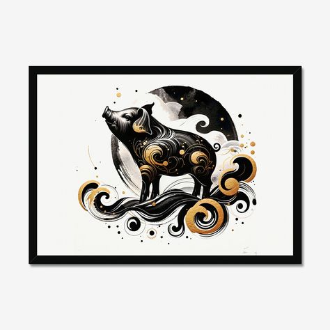 Chinese New Year Zodiac, Pig Art, Ink Wash, Chinese Zodiac, Year Of The Dragon, Color Profile, Cmyk Color, Chinese Painting, It's Fall