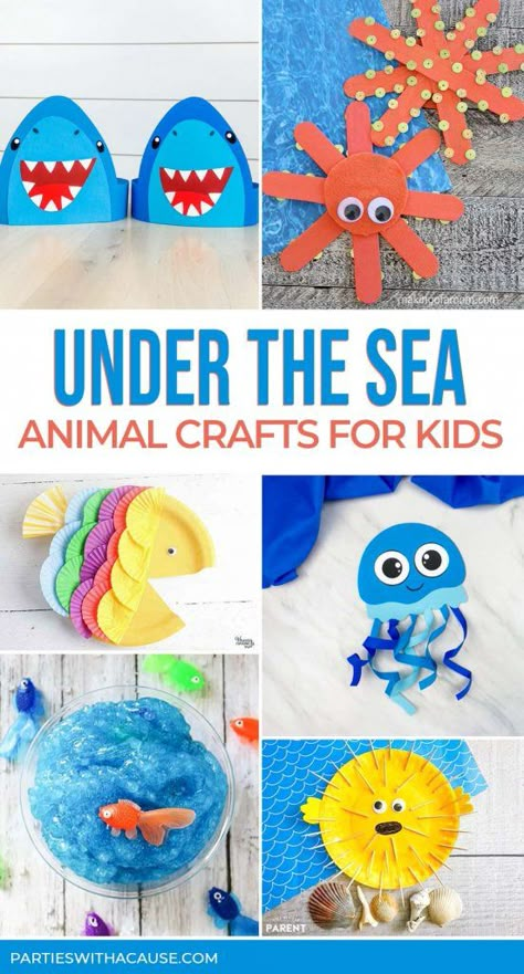 Under Water Animals Craft, Sea Week Preschool, Under The Sea Arts And Crafts Preschool, Under The Sea Theme For Classroom, Under The Sea Preschool Activities Art Projects, Under The Sea School Age Activities, Under The Sea Themed Crafts, Under Sea Crafts For Kids, Ocean Art Projects For Toddlers