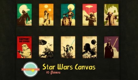 Ts4 Star Wars Cc, Sims 4 Starwars Cc, Sims 4 Cc Star Wars, Sims 4 Star Wars Cc, Geek Bedroom, Star Wars Painting, Cc Furniture, Sims 4 Clutter, Star Wars Decor