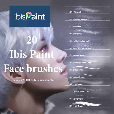 Ibis Paint Tutorial Face, Ibis Paint Brush Code Coloring Skin, Ibis Paint Brushes, Digital Brushes, Face Brushes, Portrait Face, Ibis Paint X, Skin Brushing, Skin Retouching