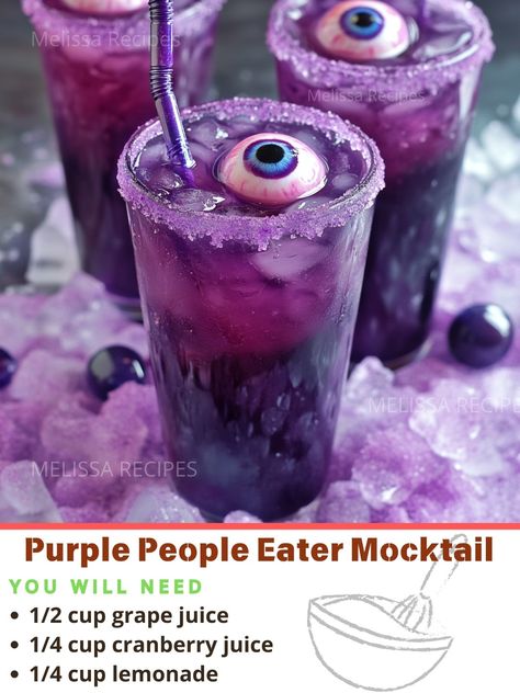 Facebook Purple Punch Recipes, Purple People Eater, Alcoholic Treats, Purple Food Coloring, Kid Friendly Drinks, Purple Drinks, Halloween Punch, Purple People, People Eater