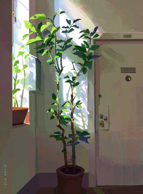 Tuan Nini on Behance Environment Painting, Graphic Arts Illustration, Wacom Cintiq, Plant Painting, Ghibli Art, Landscape Illustration, Illustration Digital, Environmental Art, Digital Portrait