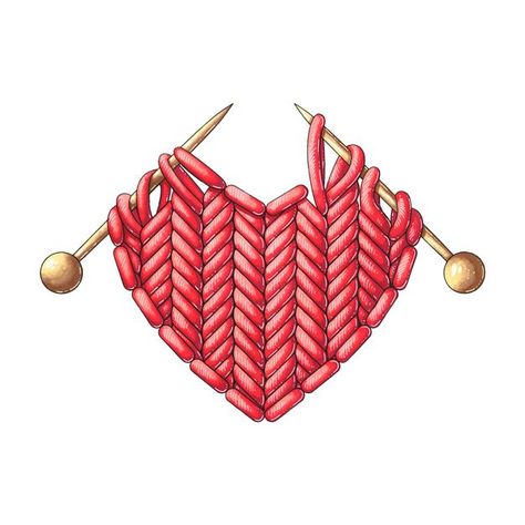 Knitted red heart with knitting needles | Premium Vector #Freepik #vector #heart #decorative #cotton #loop Minimal Logo Design Inspiration, Knitting Tattoo, Sewing Logo, Valentines Illustration, Handmade Logo, Logo Sewing, Knitted Heart, Crochet Humor, Crochet Business