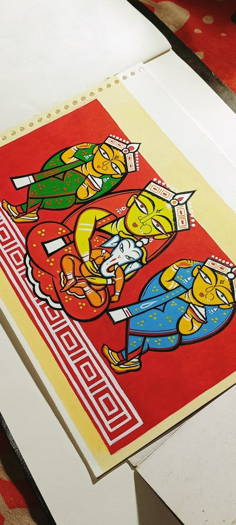 Pot chitro, pot art, jamini Roy, maa durga art, poster design Jamini Roy Durga Paintings, Jamini Roy Art, Durga Maa Paintings Folk Art, Jamini Roy Paintings Easy, Durga Maa Paintings Bengali, Bengali Folk Art Painting, Durga Painting Canvases, Jamini Roy Paintings Folk Art, Easy Durga Maa Drawing